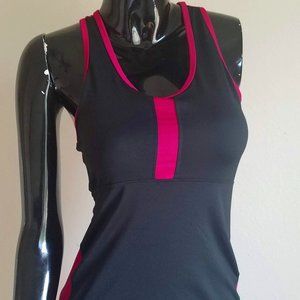 Black and Fuschia Racerback Workout Tank Top